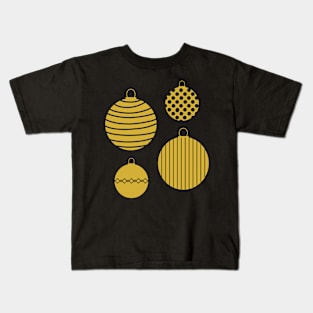 Gold Tone Christmas Baubles Kids T-Shirt